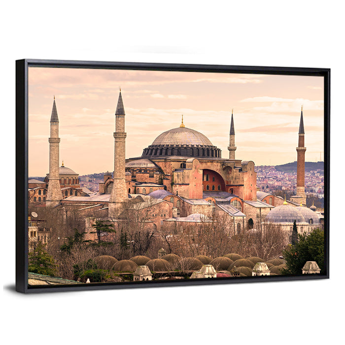 Hagia Sophia Dome and Minarets Wall Art as a framed canvas