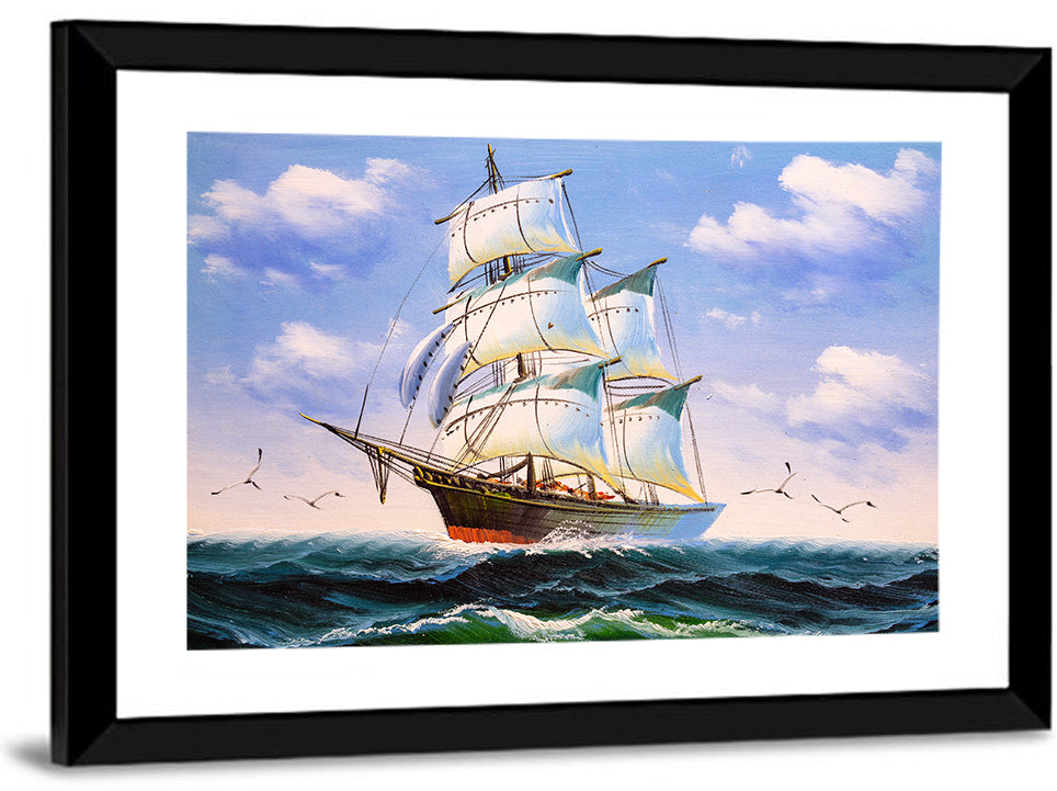Boat In Sea Wall Art