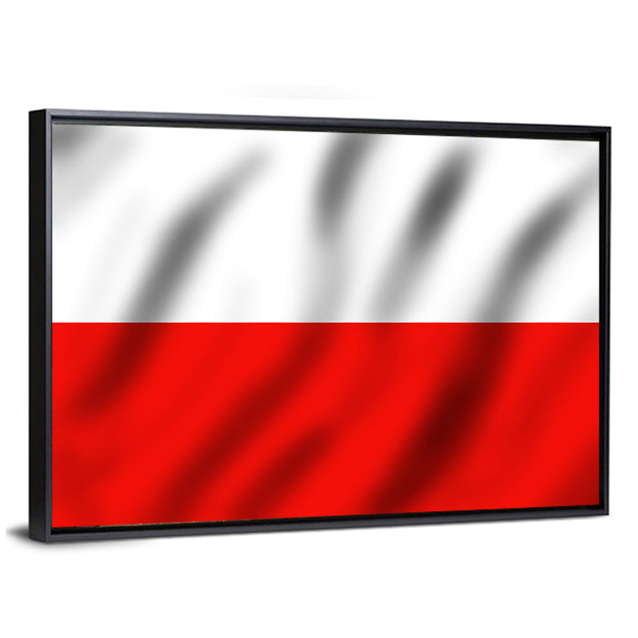 Waving Flag of Poland Wall Art as a framed canvas