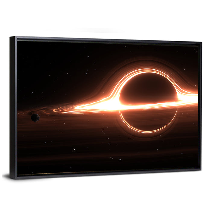Planet Orbiting a Giant Black Hole Wall Art as a framed canvas