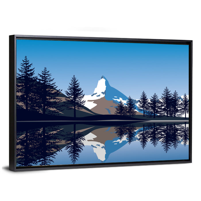 Alpine Lake Under the Matterhorn Wall Art as a framed canvas