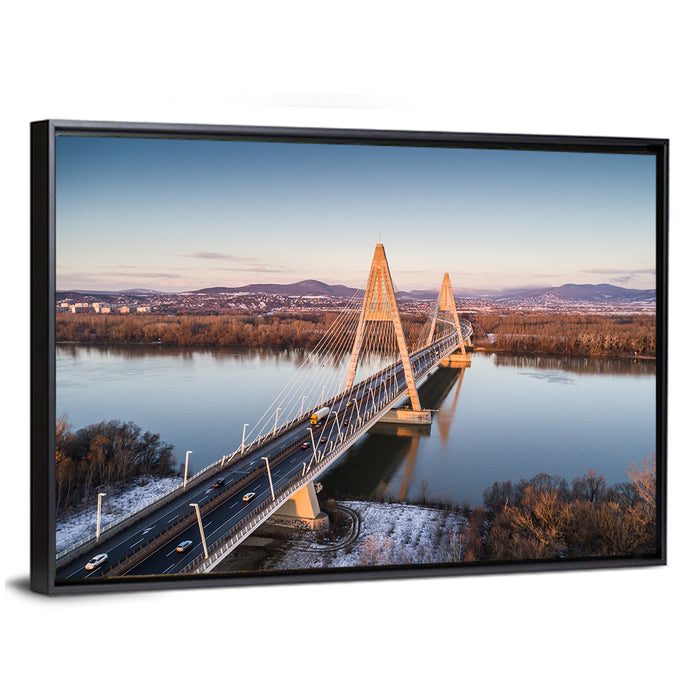 Megyeri Bridge Over the Danube Wall Art as a framed canvas