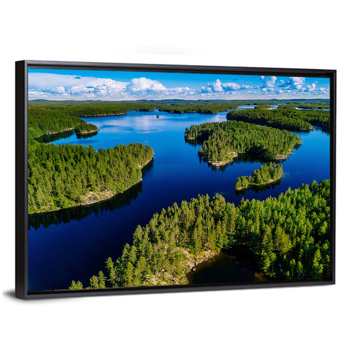 Blue Lakes and Green Forests, Finland Wall Art as a framed canvas