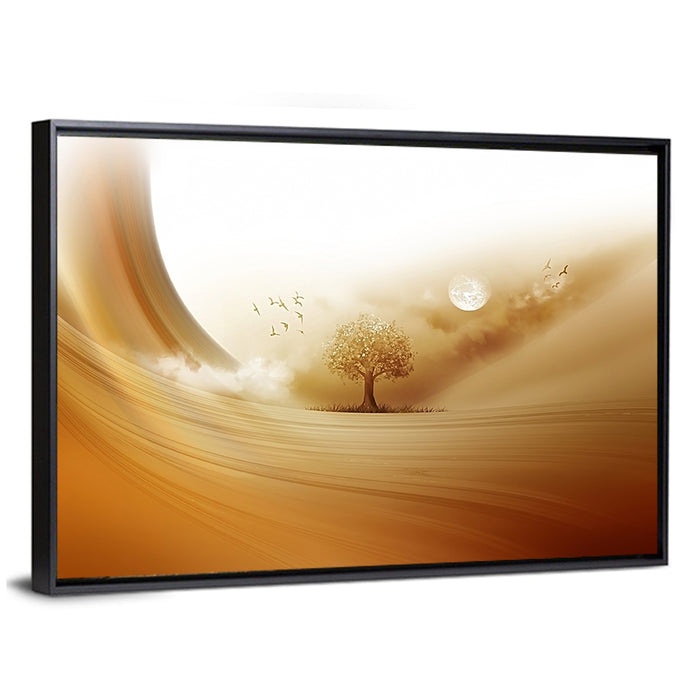 Moonlit Desert Tree Wall Art as a framed canvas