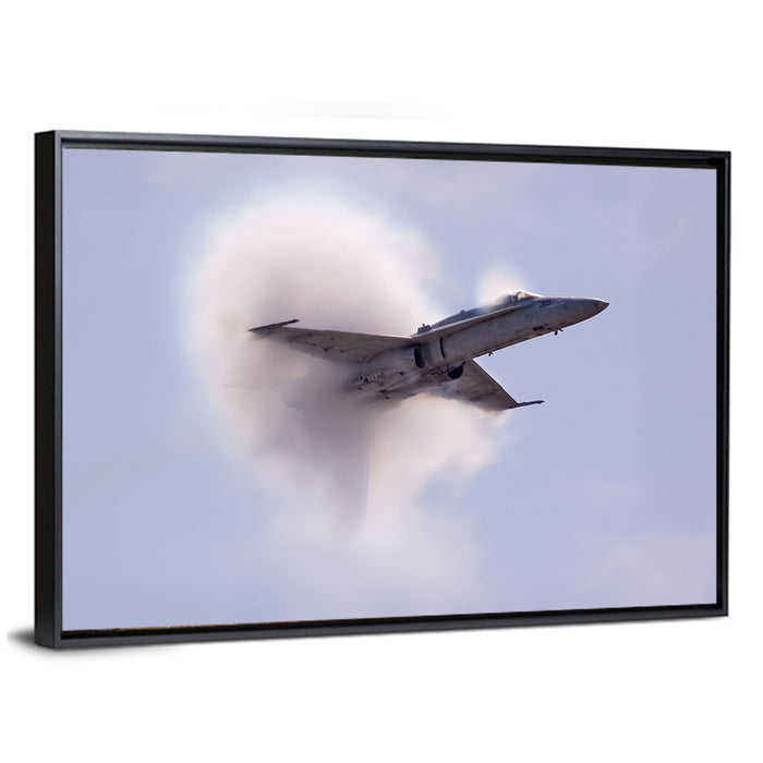 Supersonic Fighter Jet with Vapor Cone Wall Art as a framed canvas