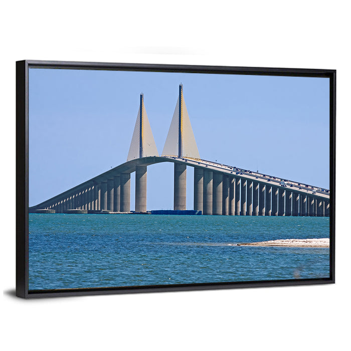 Sunshine Skyway Bridge, Cable-stayed View Wall Art as a framed canvas