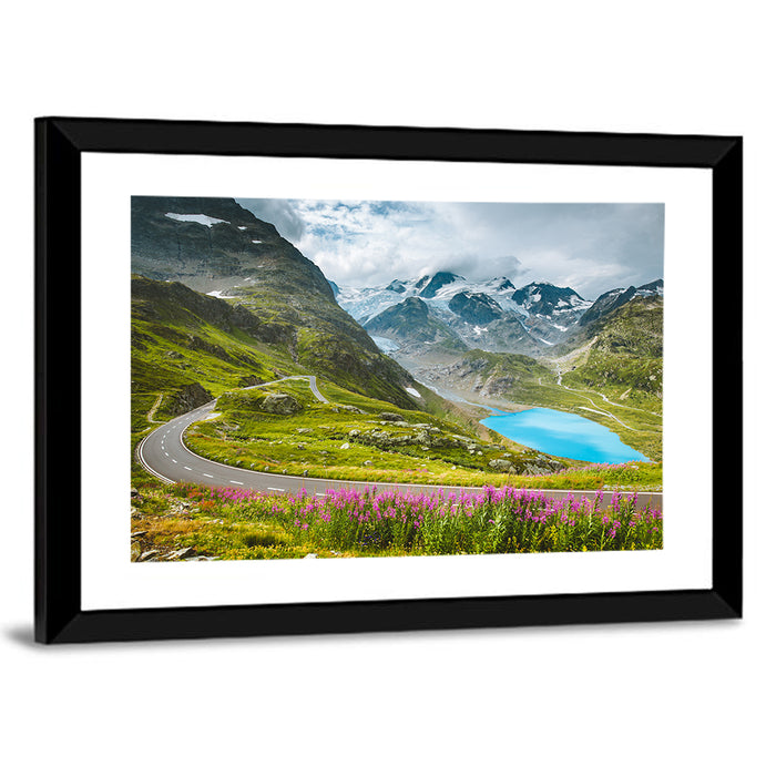 Winding Road Through the Swiss Alps Wall Art as a framed print