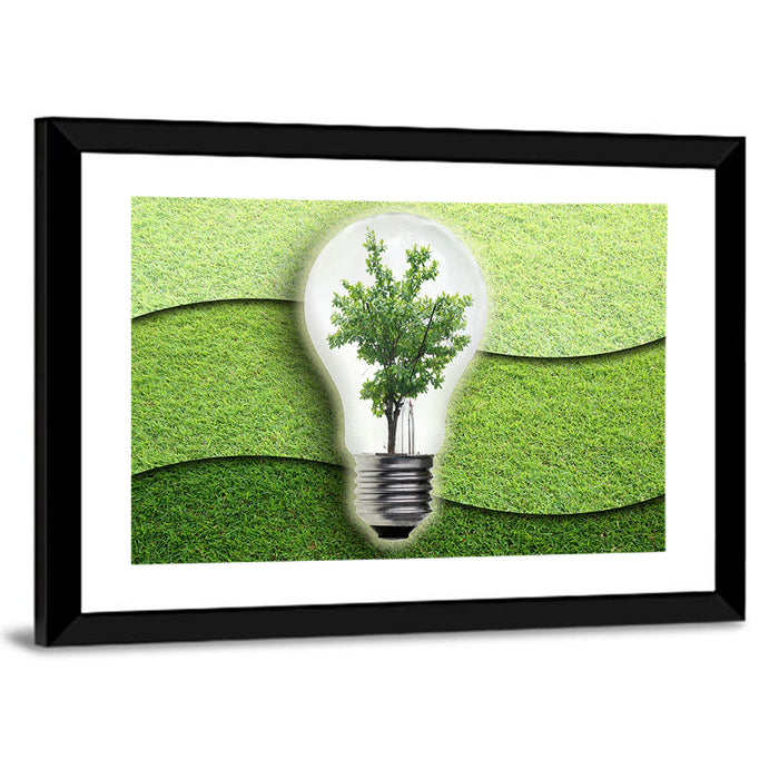 Light Bulb Tree Earth Concept Wall Art as a framed print
