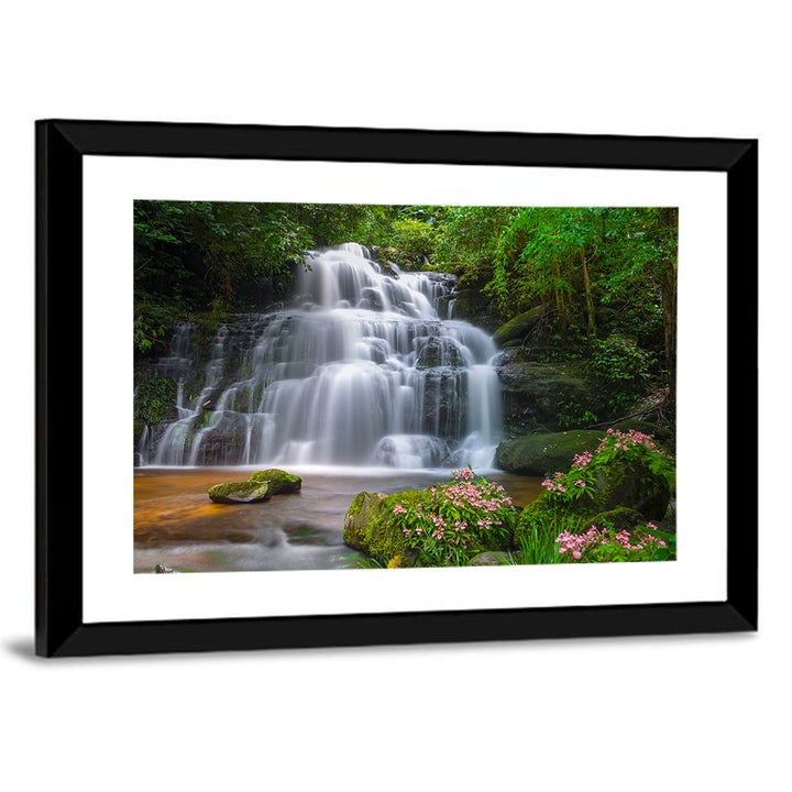 Mun Daeng Waterfall with Mossy Boulders Wall Art