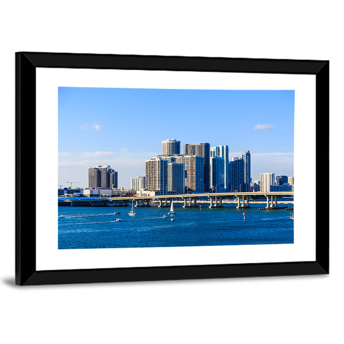 Miami Skyline Wall Art as a framed print