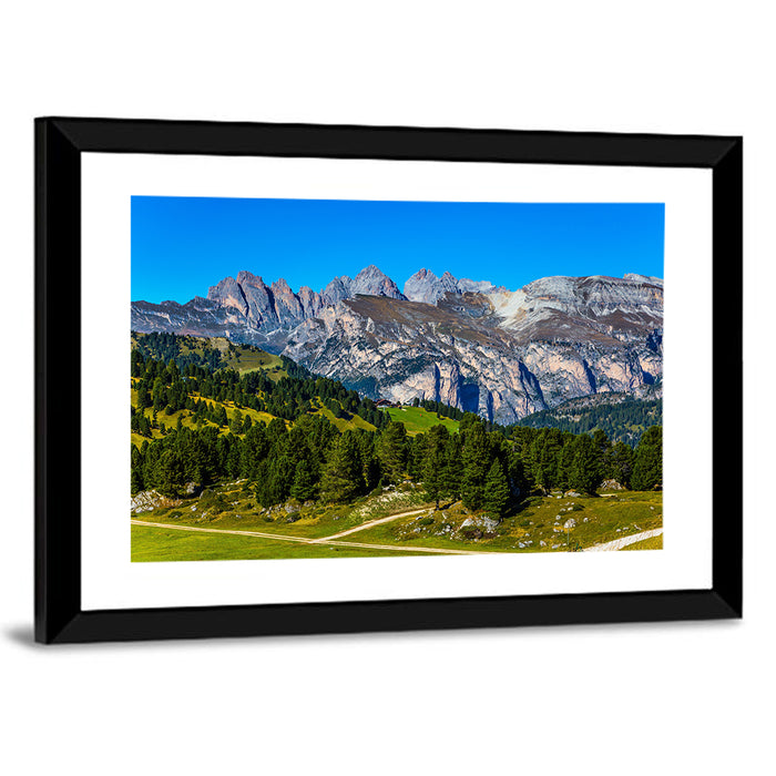 Alpine Meadow and Jagged Peaks Wall Art as a framed print