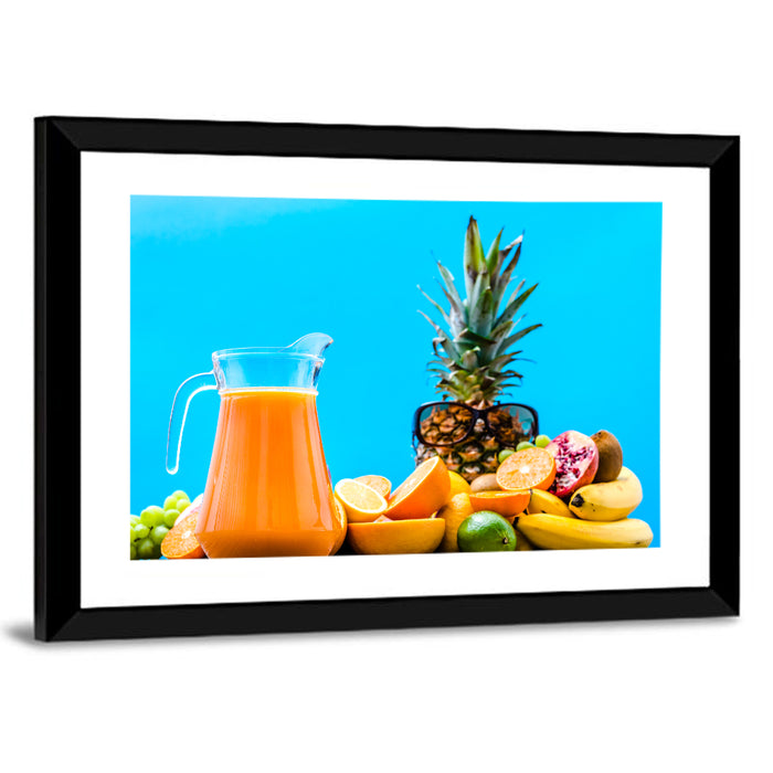 Fresh Tropical Juice Wall Art as a framed print