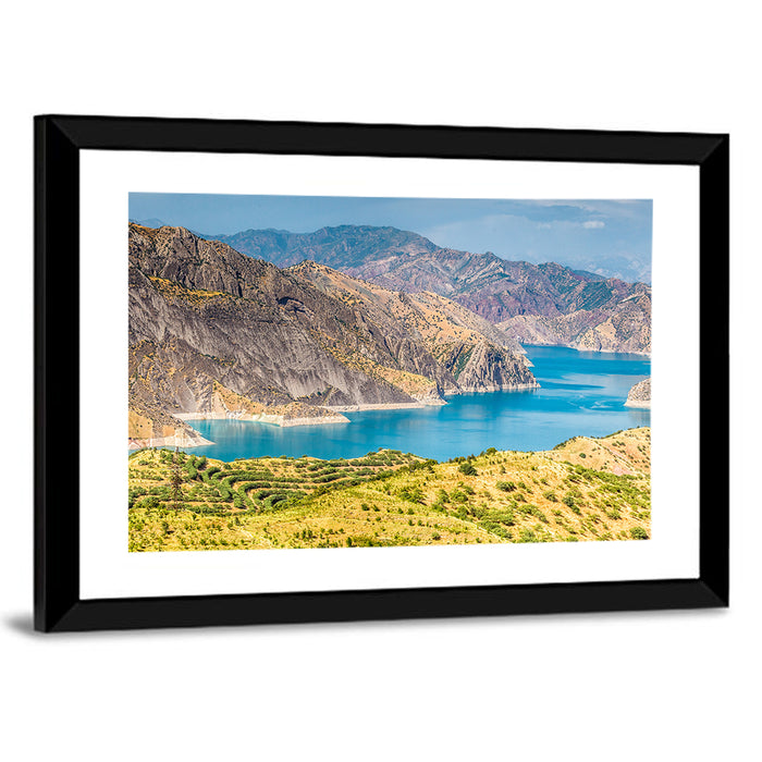 Nurek Reservoir, Tajikistan Wall Art as a framed print