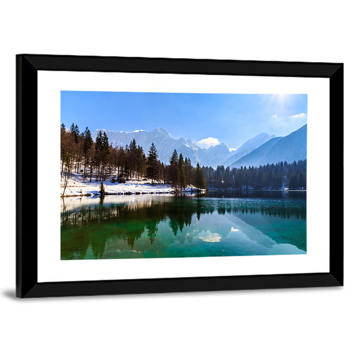 Alpine Lake Reflection Wall Art as a framed print