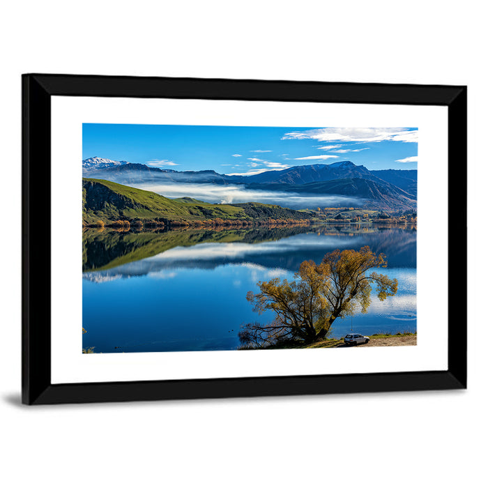 Lake Hayes Autumn Reflection Wall Art as a framed print