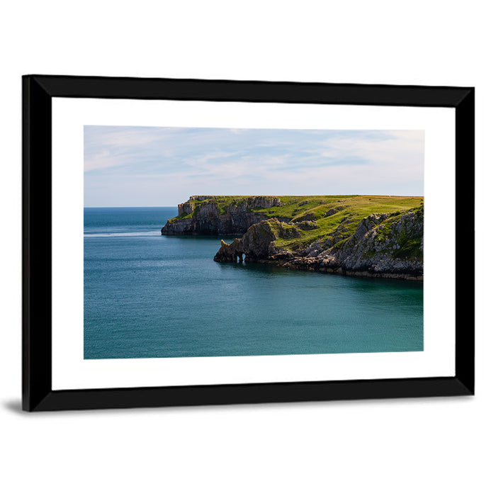 Barafundle Bay Clifftop and Sea Arch Wall Art as a framed print
