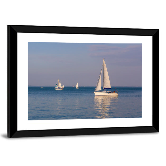 Sailboats on Lake Balaton Wall Art as a framed print