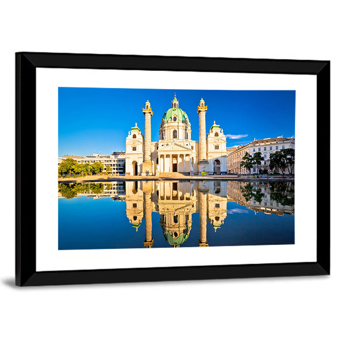 Karlskirche with Reflecting Pool Wall Art as a framed print