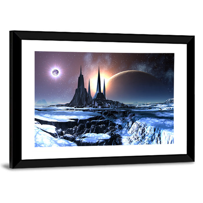 Lost Alien City in Snow Wall Art as a framed print