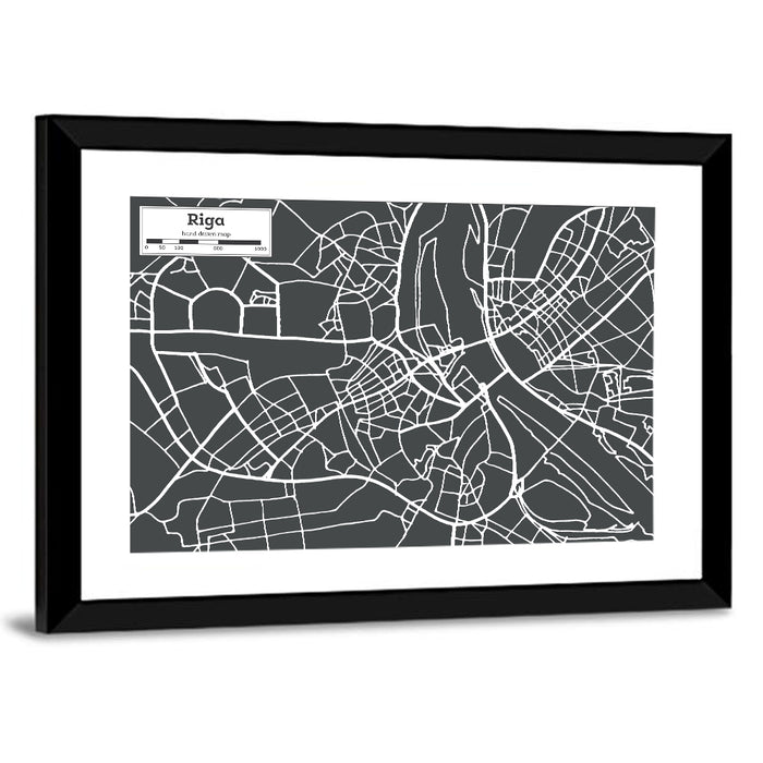 Riga Aerial Map Wall Art as a framed print