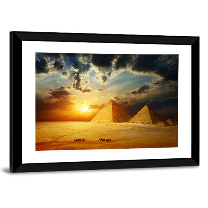 Great Pyramids of Giza at Dusk Wall Art as a framed print