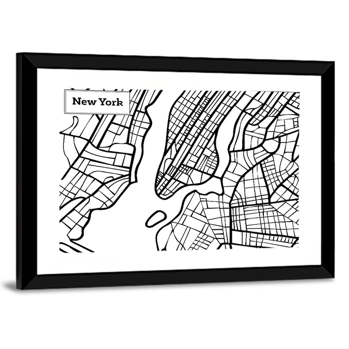 New York City Map, Manhattan Wall Art as a framed print