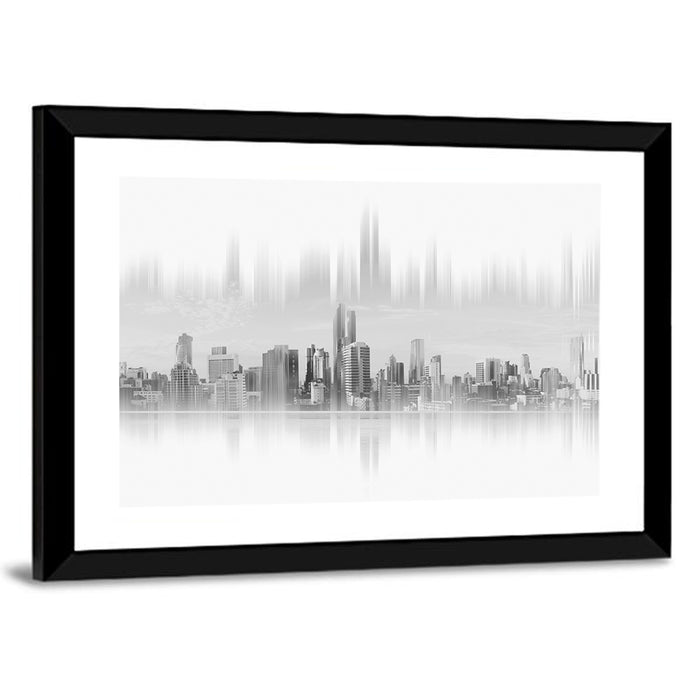 Abstract Skyscraper Reflection Wall Art as a framed print