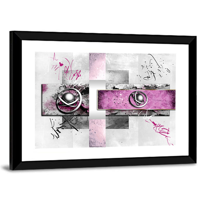 Magenta Orbital Spheres Wall Art as a framed print
