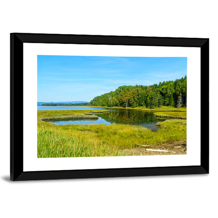 Forillon Lake and Meadow, Quebec Wall Art as a framed print