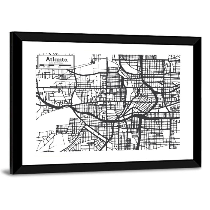 Atlanta Hand-drawn City Map Wall Art as a framed print