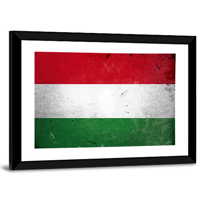 Vintage Hungarian Flag Wall Art as a framed print