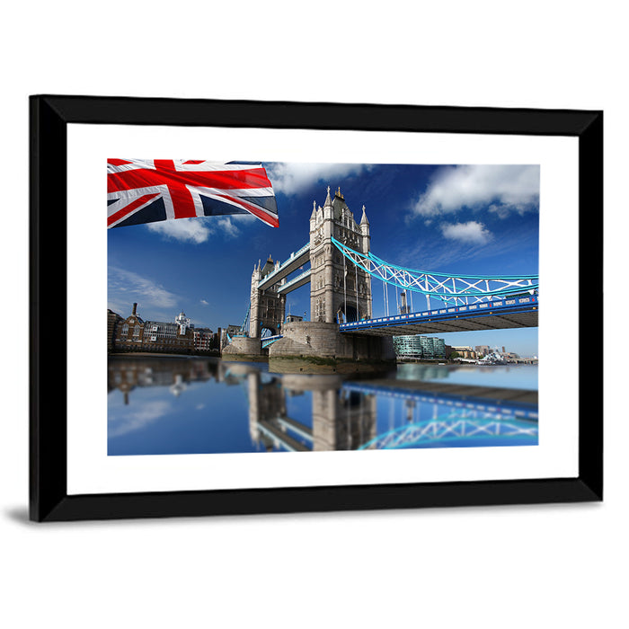 Tower Bridge with Union Jack Wall Art as a framed print