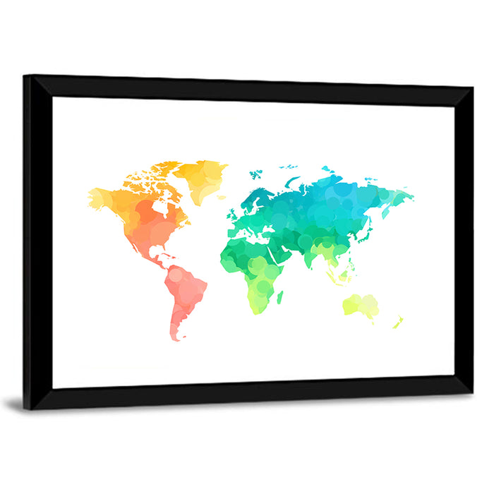 Polka Dot World Map Pattern Wall Art as a framed print