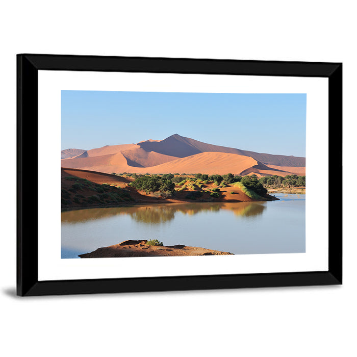 Flooded Sossusvlei Reflection Wall Art as a framed print