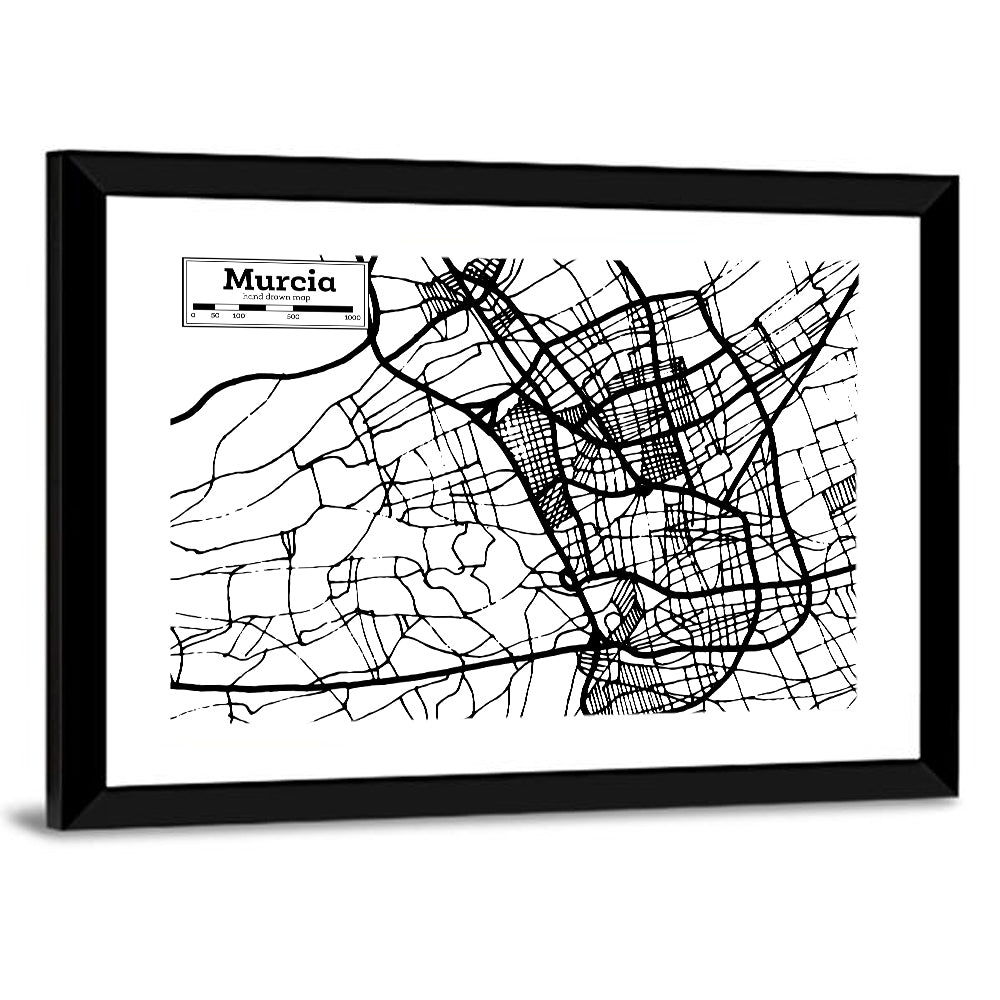 Murcia City Map Wall Art
