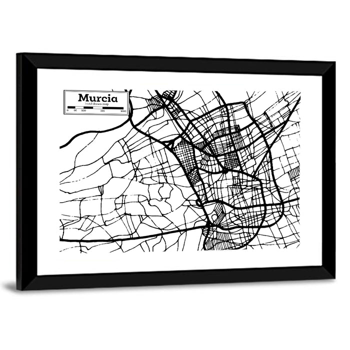 Murcia Schematic Map Wall Art as a framed print