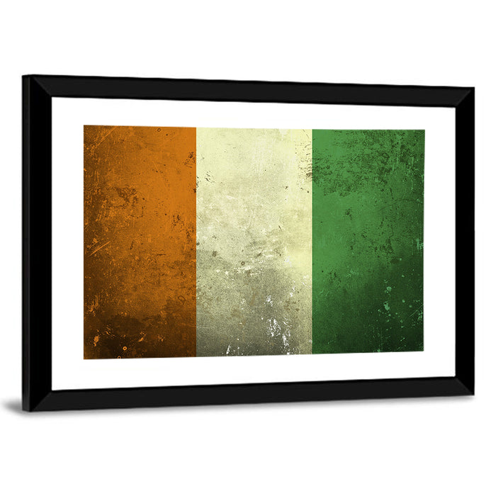 Ivory Coast Vintage Flag Wall Art as a framed print