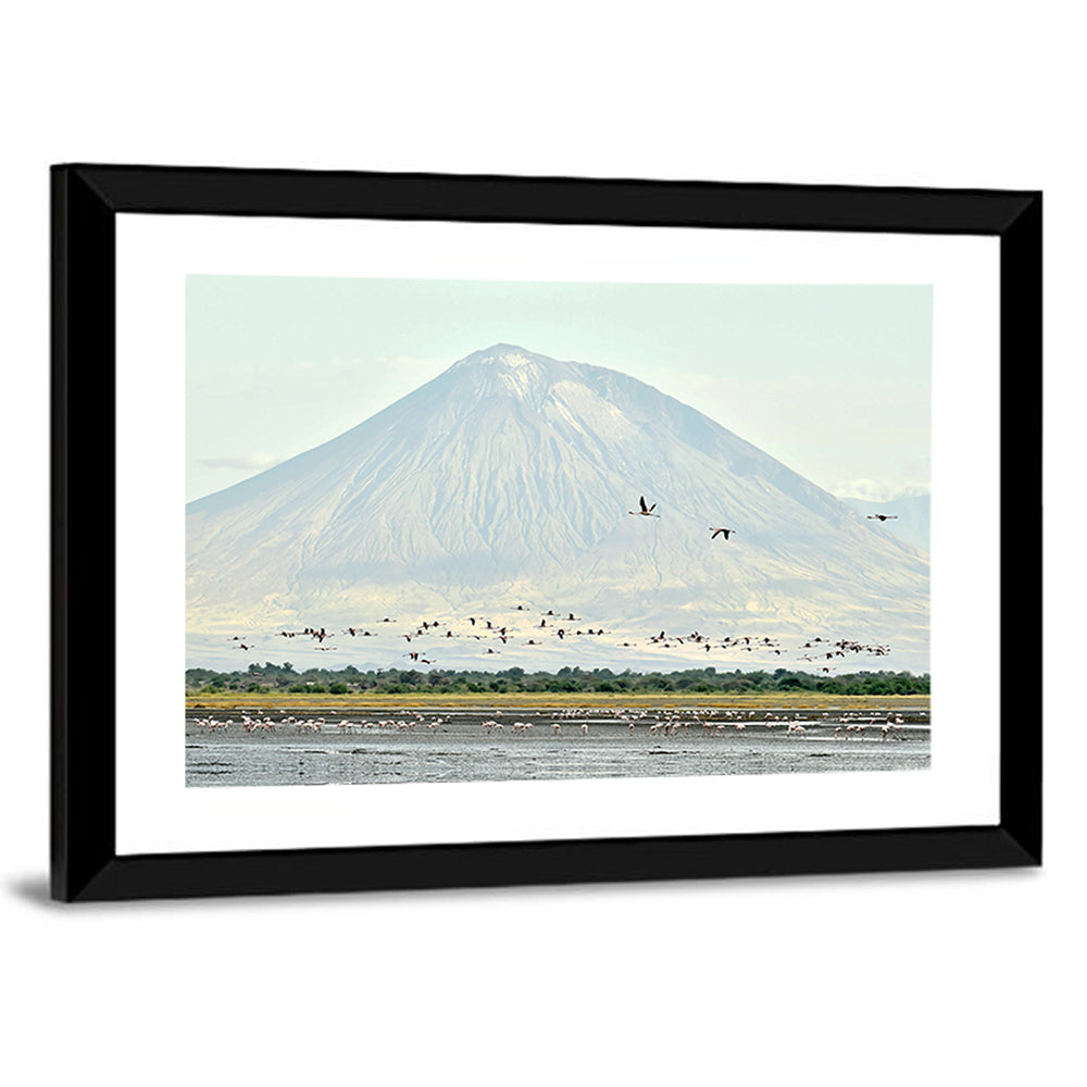 Flamingos Fly Over Lake Natron Wall Art