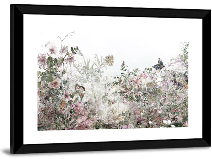 Faded Watercolor Floral Garden Wall Art as a framed print