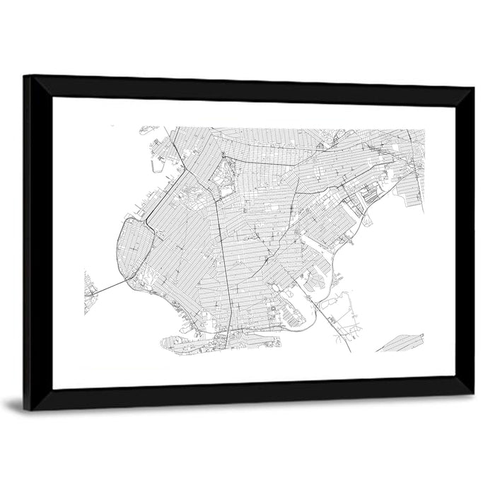 Manhattan Street Map Wall Art as a framed print
