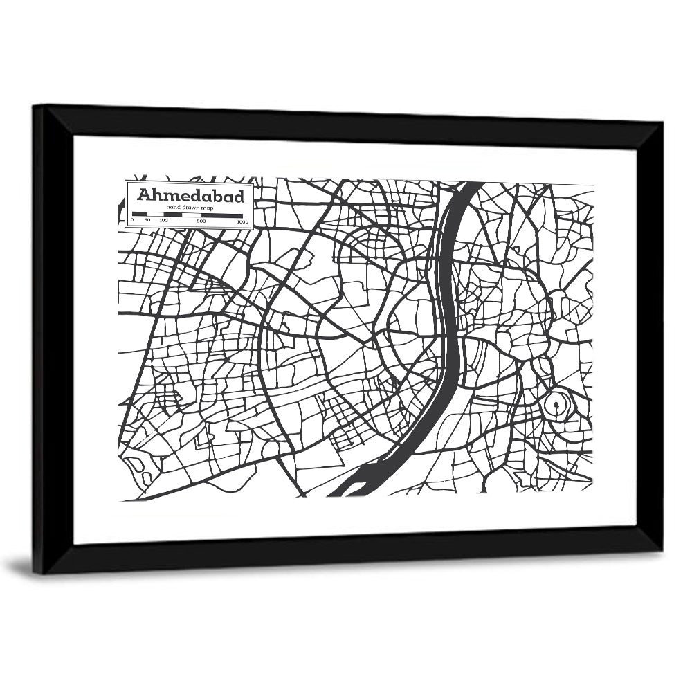 Ahmedabad City Map Wall Art