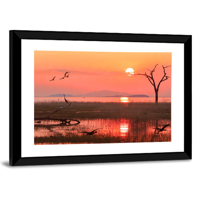 Lake Kariba Sunset Silhouette Wall Art as a framed print