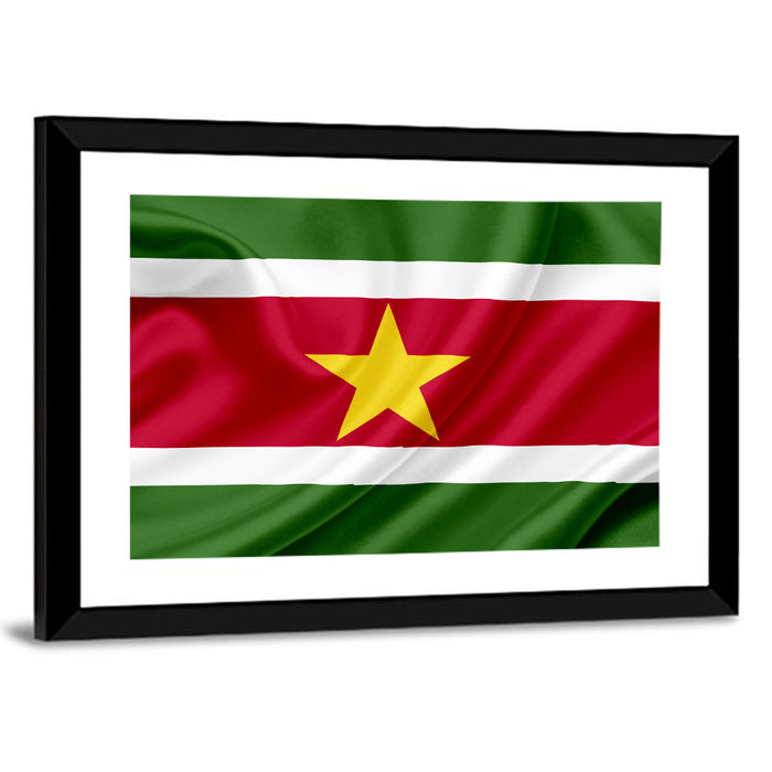 Suriname National Flag Wall Art as a framed print