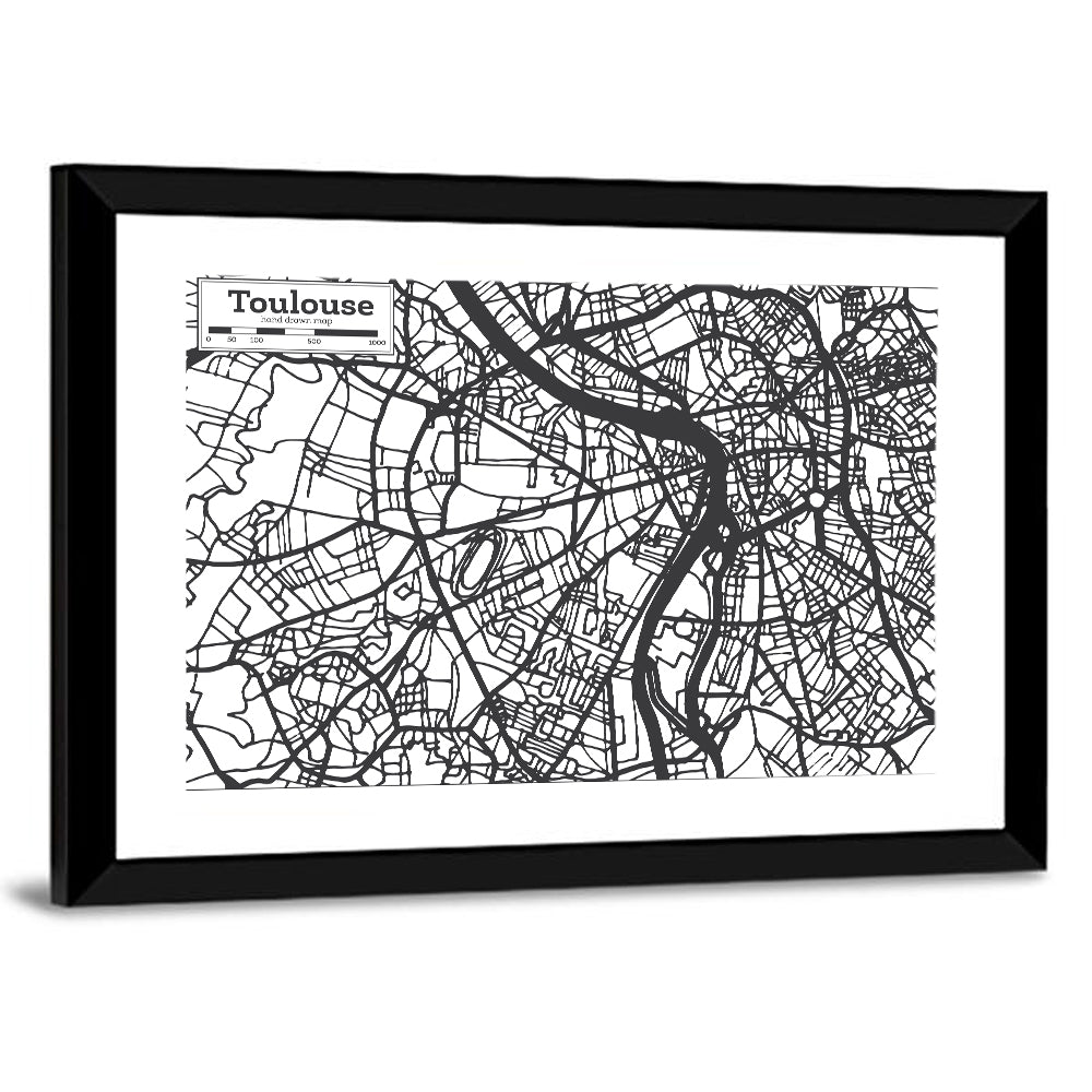 Toulouse City Map Wall Art