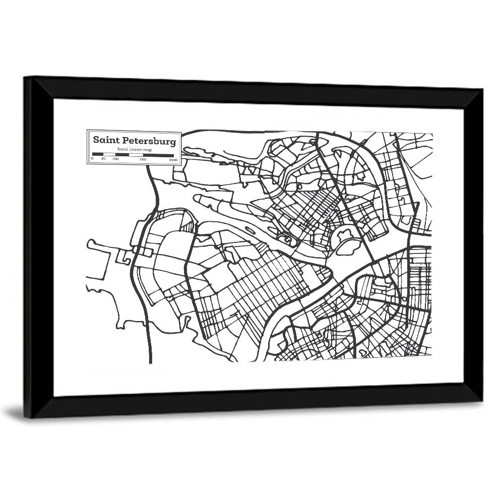 Saint Petersburg City Map Wall Art