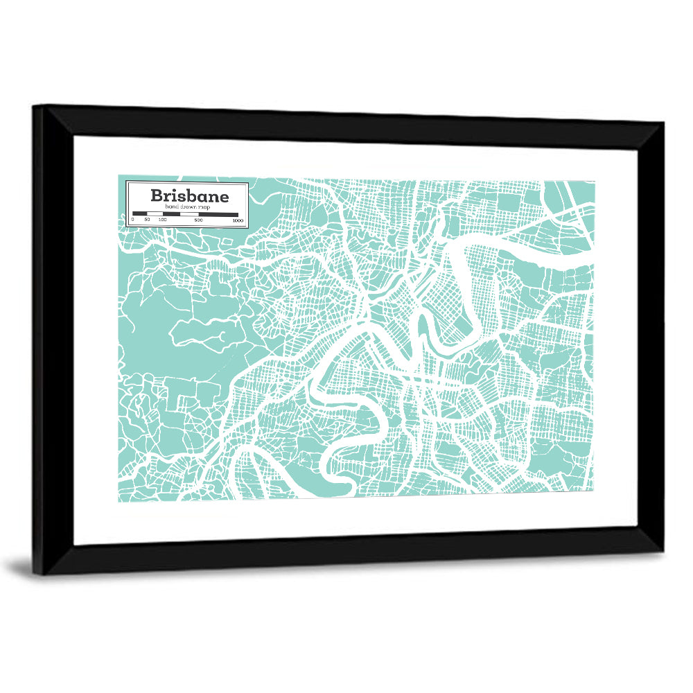 Brisbane City Map Wall Art