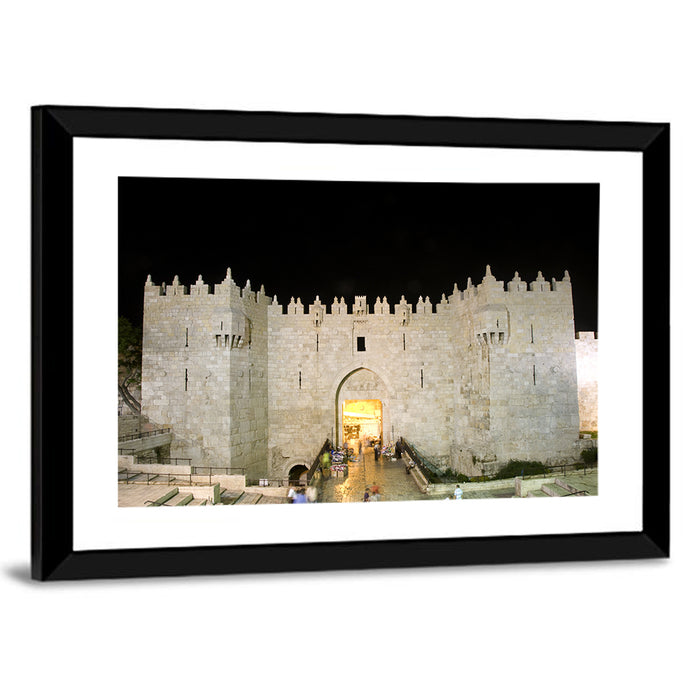 Damascus Gate at Night Wall Art as a framed print