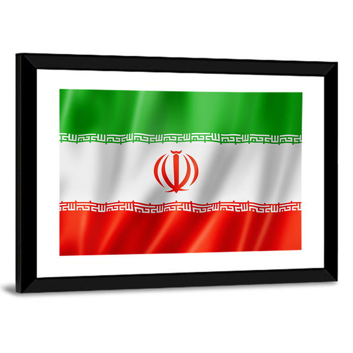 Iran National Flag Wall Art as a framed print