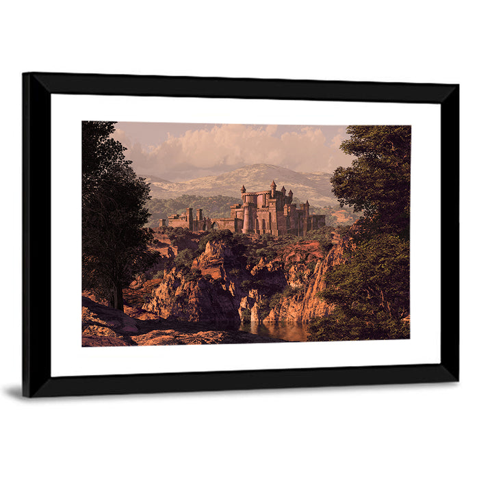 Medieval Castle at Golden Hour Wall Art as a framed print