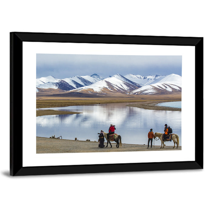 Namco Lake with Horse Riders Wall Art as a framed print